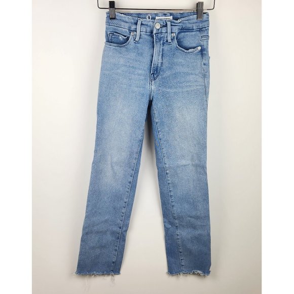 Good American Denim - Good American Good Legs Straight Jeans Distressed Split Pockets sz 00?